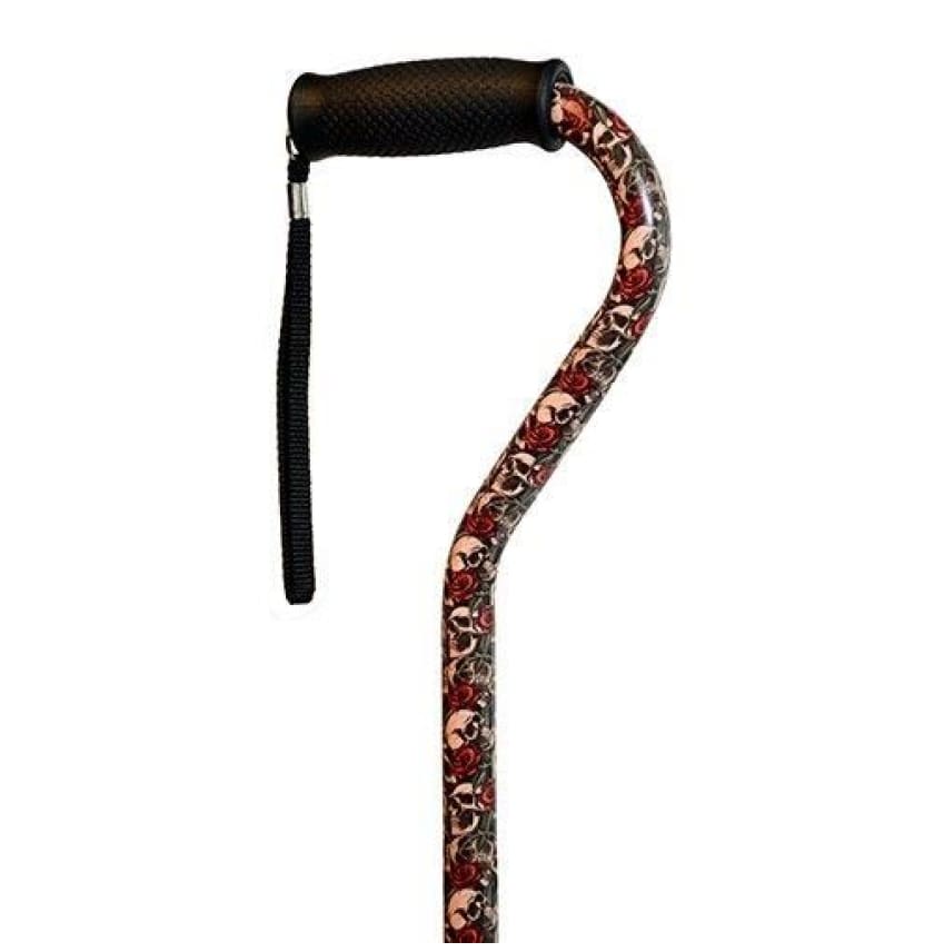 ADJUSTABLE OFFSET CANE ROSE AND SKULL - CANES