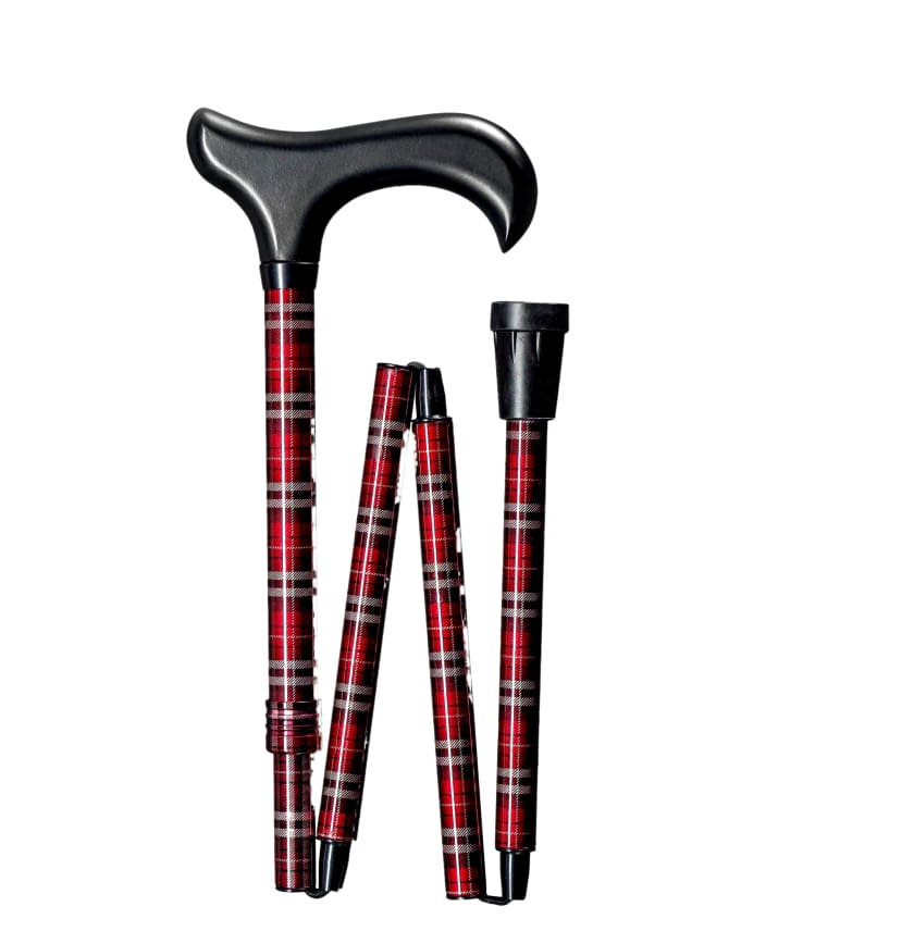 DELUXE FOLDING CANE-RED PLAID - CANES
