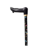 ORTHOPEDIC-ADJUSTABLE PALM GRIP- BLACK FLORAL - RIGHT HAND - CANES