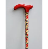 WOOD PETITE CANE - RED FLORAL - xSALEx