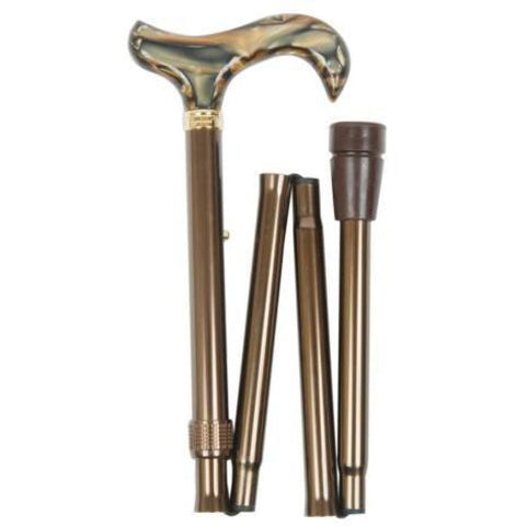 FOLDING CANE FANCY ACRYLIC-BROWN MARBLE
