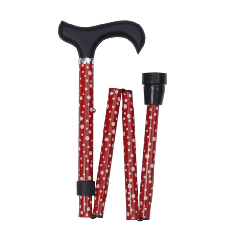 FOLDING CANE- SASSY RED WITH WHITE DOTS