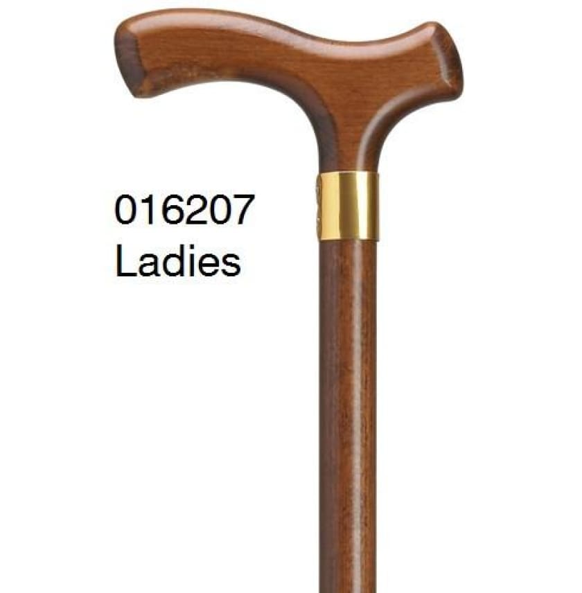WOOD FRITZ CANE - WALNUT WITH BRASS BAND - 016207 Ladies Walnut with Brass Band - CANES