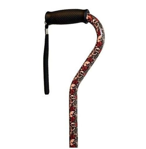 ADJUSTABLE OFFSET CANE ROSE AND SKULL