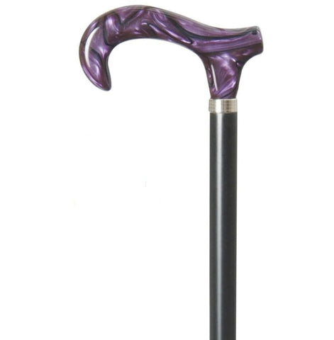 Ladies Grey Tease Acrylic Derby Handle Walking Cane - Exquisite Canes