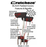 CRUTCHEZE CRUTCH PADDED COVERS - BLACK - CRUTCH-Padsn Grips