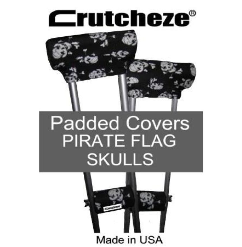 CRUTCHEZE CRUTCH PADDED COVERS - PIRATE FLAG SKULLS - CRUTCH-Padsn Grips