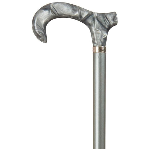 WOOD CANE - ACRYLIC SILVER MARBLE