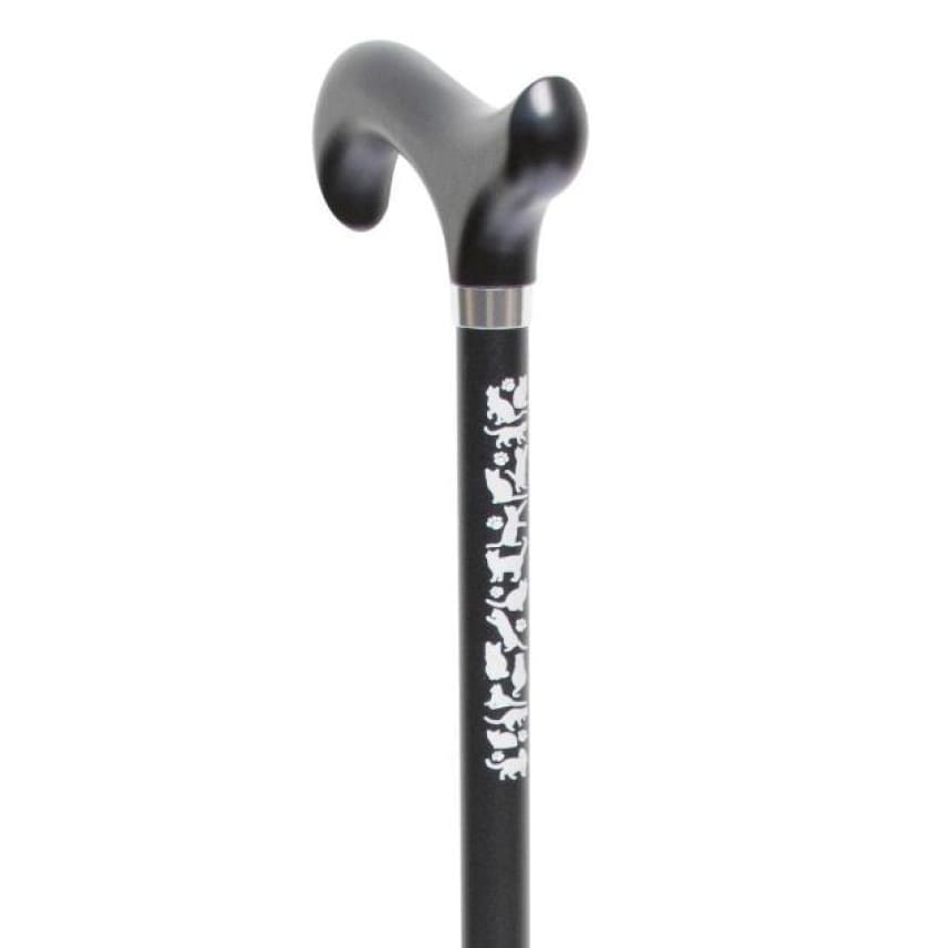 ADJUSTABLE CANE- White Cats on Black - NEW ARRIVALS