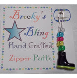 Brookys Bling Zipper Pulls for All of Your Zippers - Safari Boot Purple Zebra - ACCESSORIES