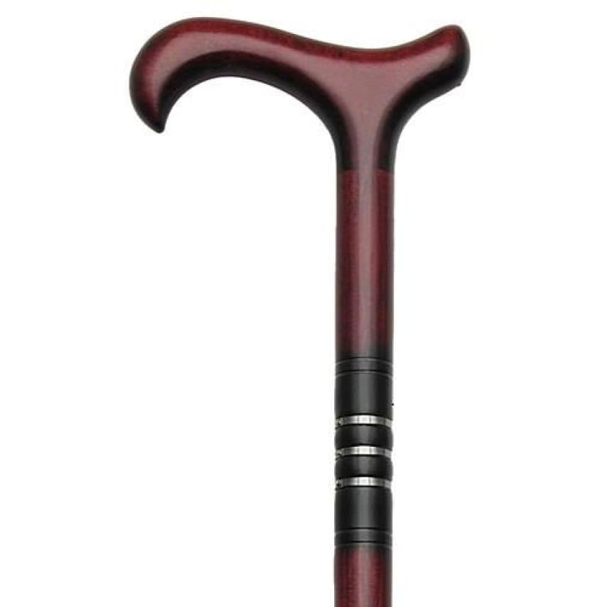 Classy Walking Cane Derby with Red Handle and Black Shaft