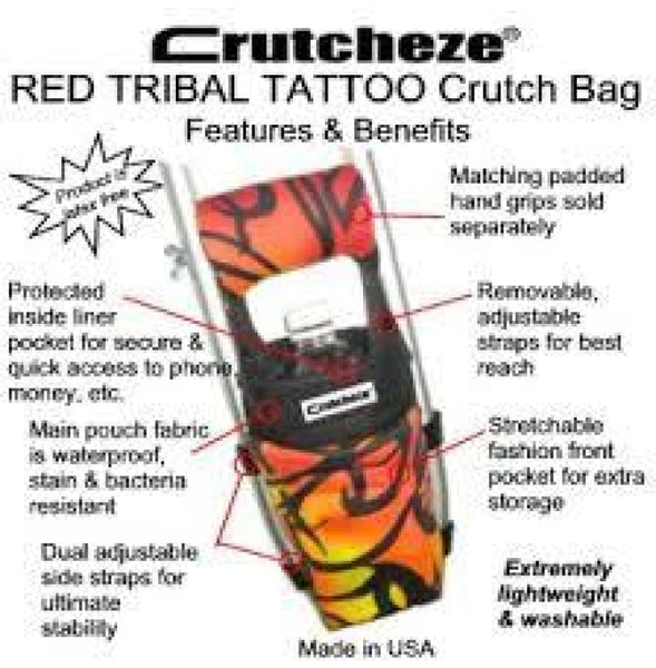 CRUTCHEZE CRUTCH BAG RED TRIBAL TATTOO Cool Crutches by Jackie