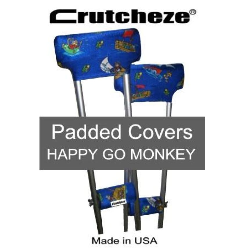 CRUTCHEZE CRUTCH PADDED COVERS - HAPPY GO MONKEY - CRUTCH-Padsn Grips