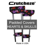 CRUTCHEZE CRUTCH PADDED COVERS - HEARTS AND SKULLS - CRUTCH-Padsn Grips