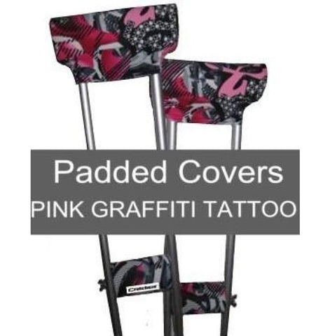 CRUTCHEZE CRUTCH PADDED COVERS - PINK GRAFFITI TATTOO