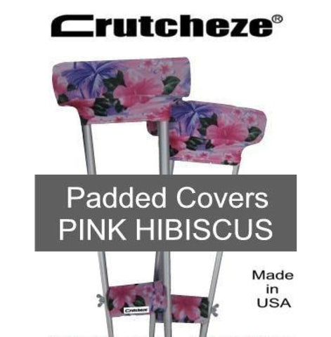 CRUTCHEZE CRUTCH PADDED COVERS - PINK HIBISCUS