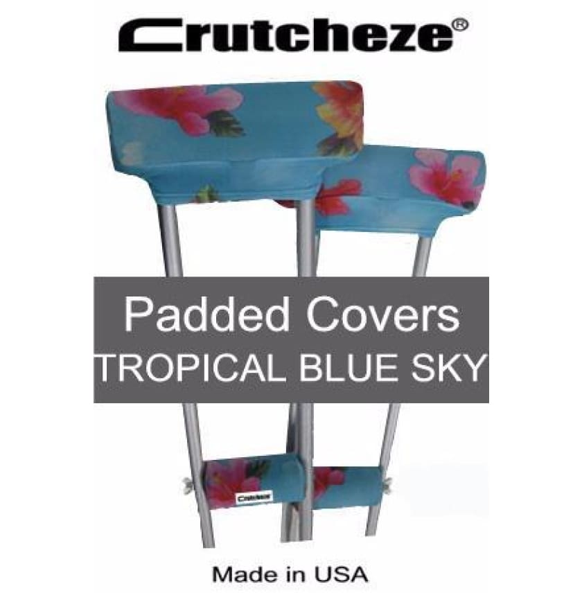 CRUTCHEZE CRUTCH PADDED COVERS TROPICAL BLUE SKY Cool Crutches By crutcheze-crutch-padded-covers-tropical-blue-sky-cool-crutches-by
