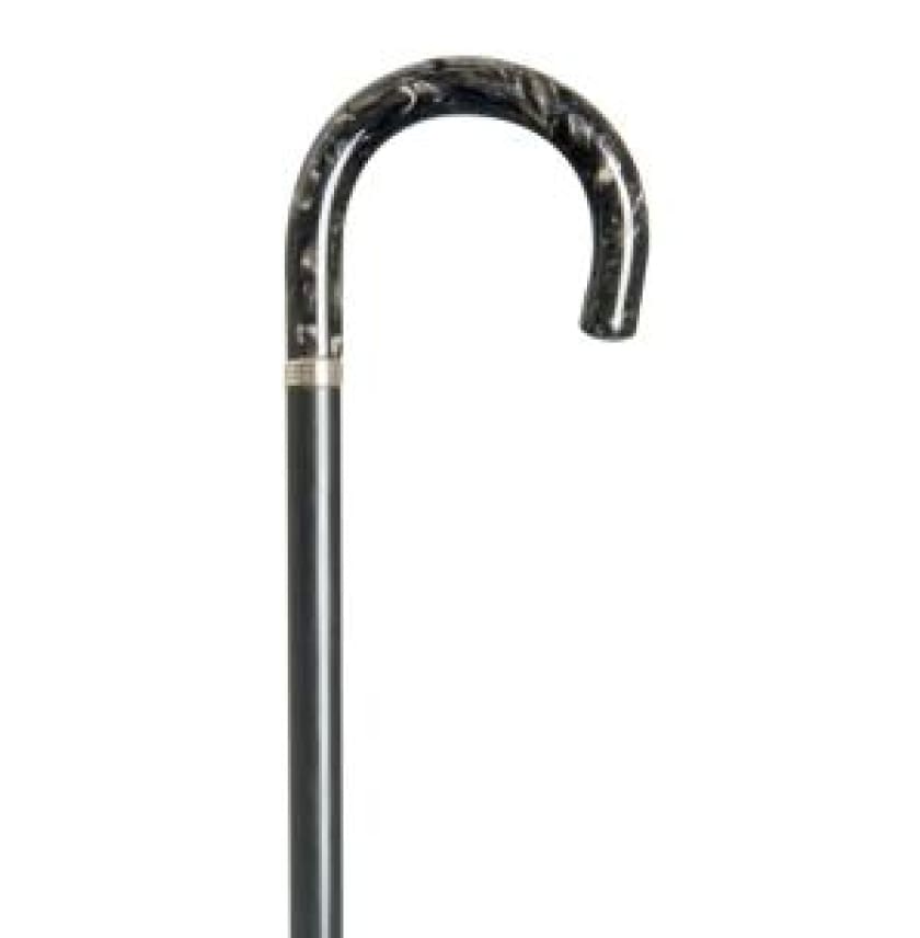 GRAPHITE MARBLE ACRYLIC HOOK CANE - CANES