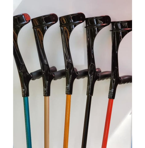 KOWSKY FOREARM CRUTCHES, OPEN CUFF, Black Tops Colored Tubing