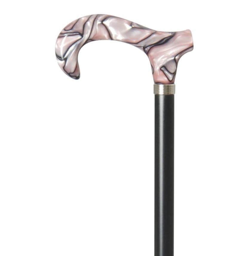 PINK AND BLACK MARBLE ACRYLIC CLASSIC CANE - CANES