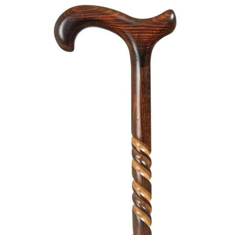 WOOD BEECH DERBY CANE WITH SHADOW SPIRAL