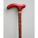 WOOD PETITE CANE - RICH RED FLORAL - CANES